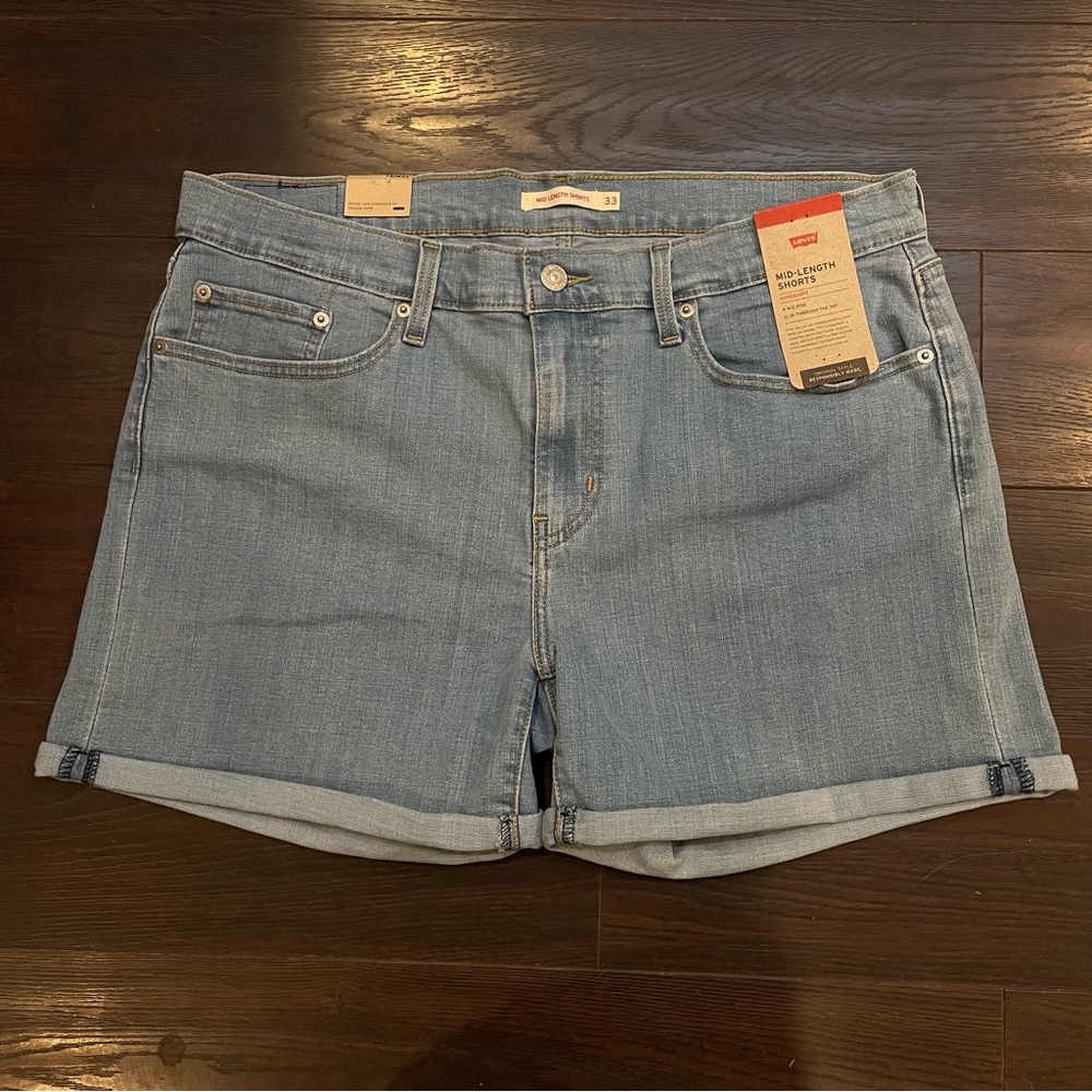 Levi's Blue Jean Shorts Mid-Rise Cuffed